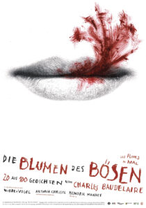 Poster of the play The Flowers of Evil, by Figurentheater Wilde & Vogel, Leipzig (artwork Robert Voss).