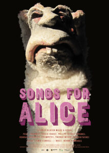 Poster of the play Songs for Alice, by Figurentheater Wilde & Vogel, Leipzig (artwork Robert Voss).