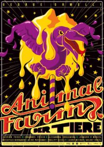 Poster of Animal Farm, a performance of Figurentheater Wilde & Vogel, Leipzig (Plakat Robert Voss)