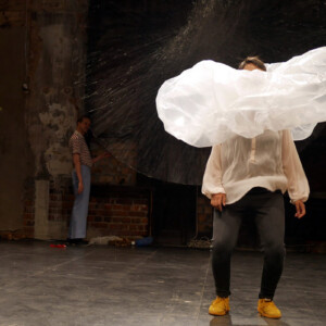Photo of the play Trying to sit on the air, by Figurentheater Wilde & Vogel with Lehmann & Wenzel, Leipzig (Photo Dana Ersing).