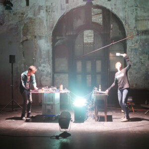Photo of the music duo Protect Laika, with Charlotte Wilde and Stefan Wenzel (photo Dana Ersing).