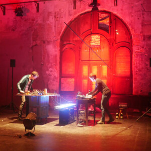 Photo of the music duo Protect Laika, with Charlotte Wilde and Stefan Wenzel (photo Dana Ersing).