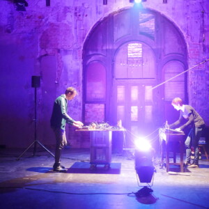 Photo of the music duo Protect Laika, with Charlotte Wilde and Stefan Wenzel (photo Dana Ersing).